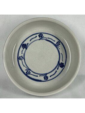 Studio Pottery Bowl, Glazed, Blue Floral Design Signed Margie '86